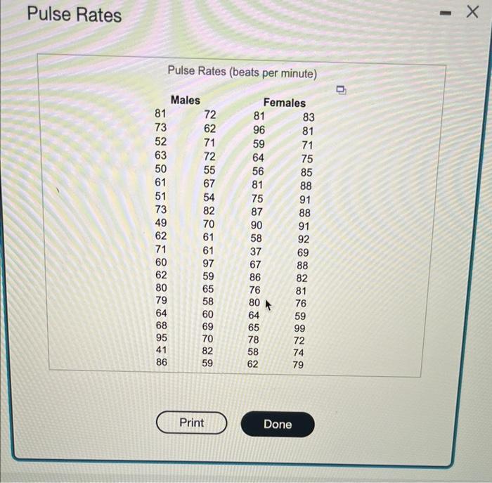 Refer To The Accompanying Data Set And Construct A 95 Confidence Interval Estimate Of The Mean Pulse Rate Of Adult Fema 2