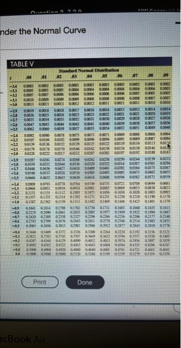 Detemine The Area Under The Standard Normal Curve That Lies Between A Z 0 67 And Z 0 57 B Z 0 92 And Z 0 And C Z 2