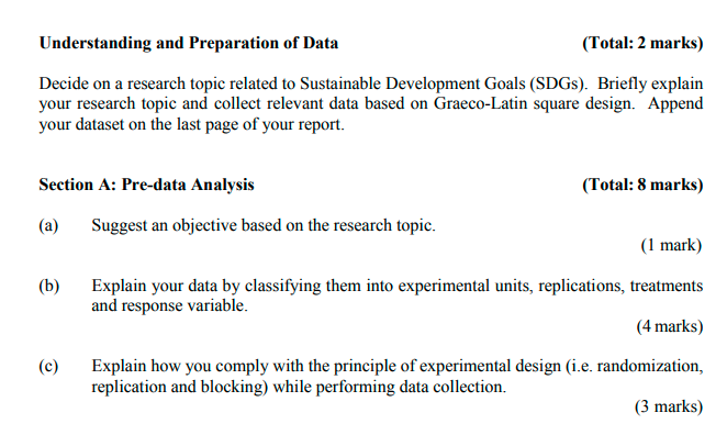 Understanding And Preparation Of Data Total 2 Marks Decide On A Research Topic Related To Sustainable Development Goa 1