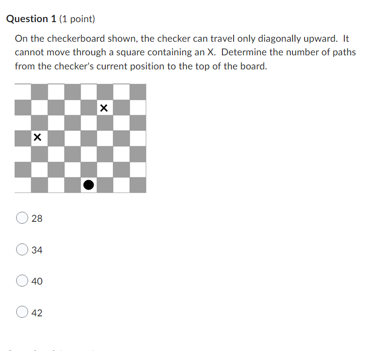 On The Checkerboard Shown The Checker Can Travel Only Diagonally Upward It Cannot Move Through A Square Containing An 1