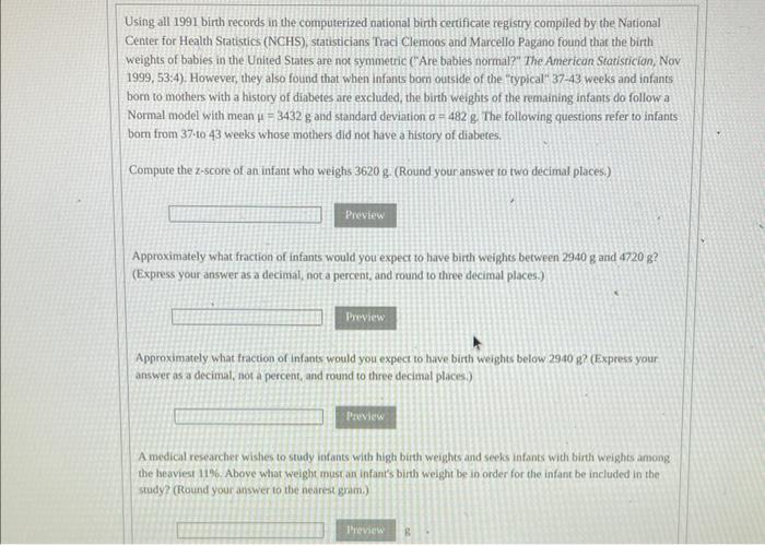 Using All 1991 Birth Records In The Computerized National Birth Certificate Registry Compiled By The National Center For 1