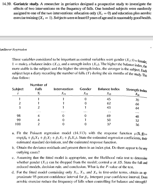 14 39 Geriatric Study A Researcher In Geriatrics Designed A Prospective Study To Investigate The Effects Of Two Interv 1