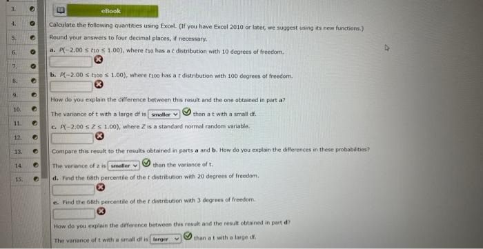 Calculate The Following Quantities Using Excel If You Have Excel 2010 Or Later We Suggest Using Its New Functions F 1