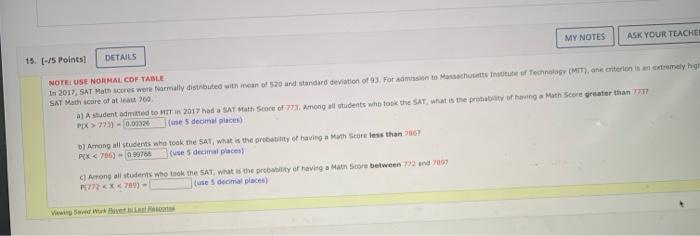 Nqte Use Ndimal Cdf Table Snt Math Score Of At Leace 769 Rix 777 Use 5 Decimal Places D Arang All Stucems Abi Toa 1