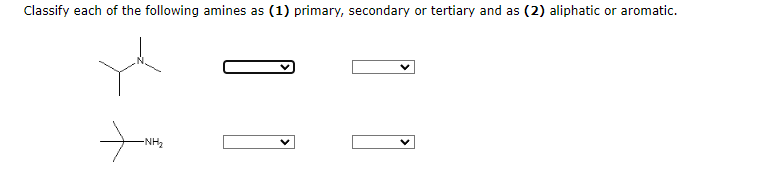 Classify Each Of The Following Amines As 1 Primary Secondary Or Tertiary And As 2 Aliphatic Or Aromatic Nh2 C 1