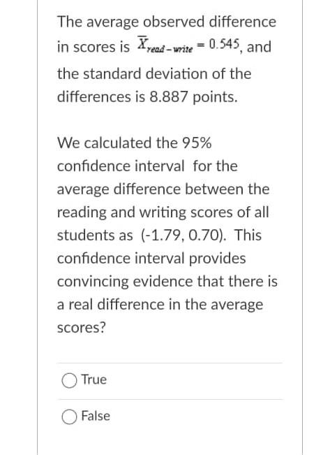 The National Center Of Education Statistics Conducted A Survey Of High School Seniors Collecting Test Data On Reading 2