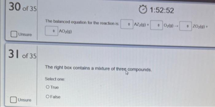 The Next 3 Questions Deal With This Scenario 1 53 11 The Pictures Show The Reaction Between Nz360 And O2 G To Form Pr 2