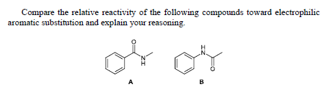 Compare The Relative Reactivity Of The Following Compounds Toward Electrophilic Aromatic Substitution And Explain Your R 1