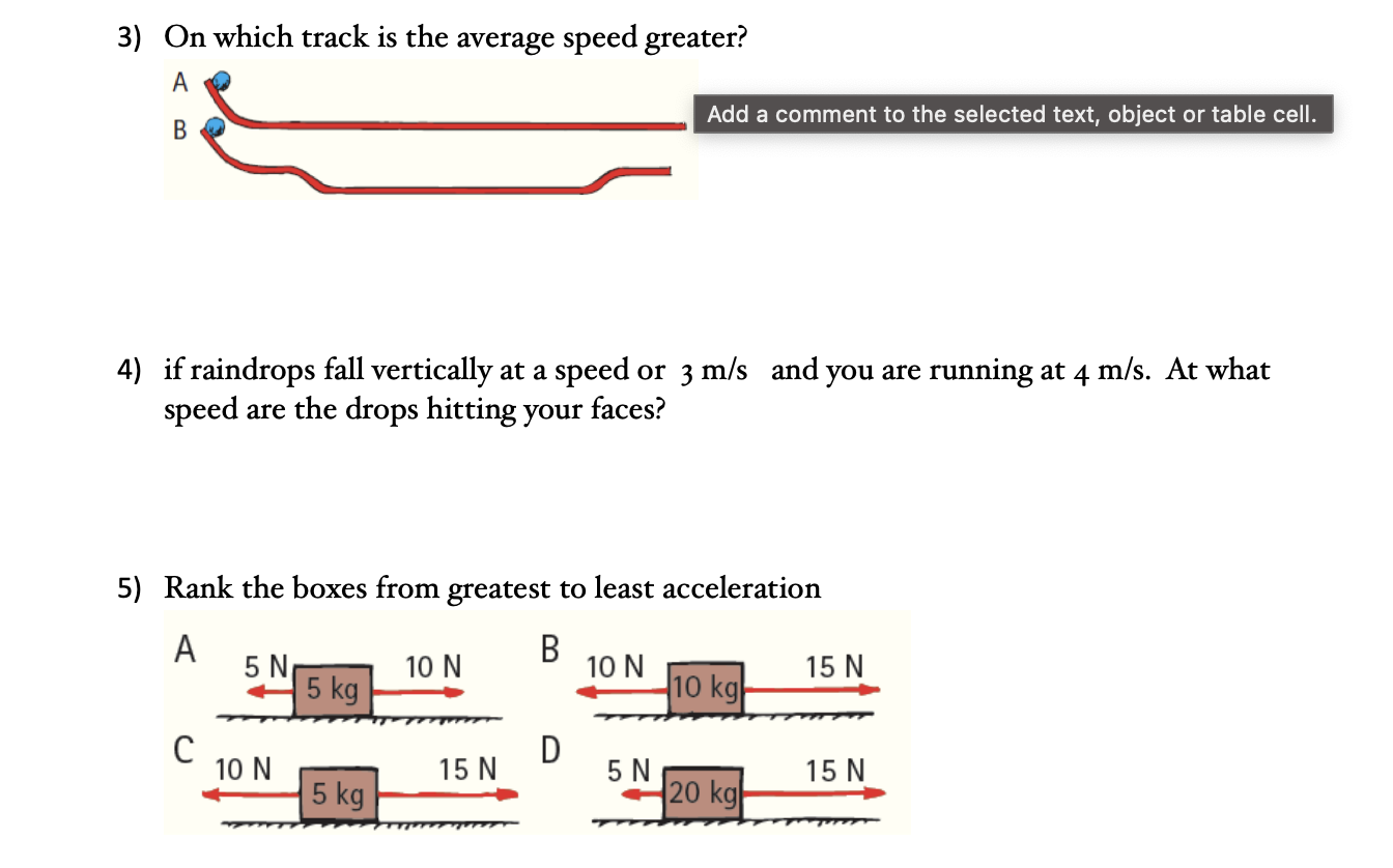 3 On Which Track Is The Average Speed Greater 4 If Raindrops Fall Vertically At A Speed Or 3 M S And You Are Running 1