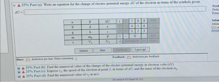 16 Problem 1 Consider Fwo Points In An Electric Field The Potential At Point 1 Vf Is 39 V The Potential At Point 2
