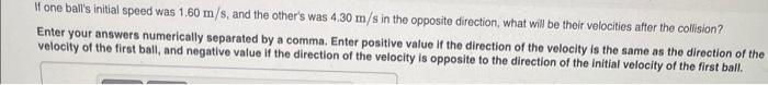 Part A Velocty Of The First Hafi And Negative Vatue If The Direction Of The Velocity Is Opposite To The Direction Of Th 2