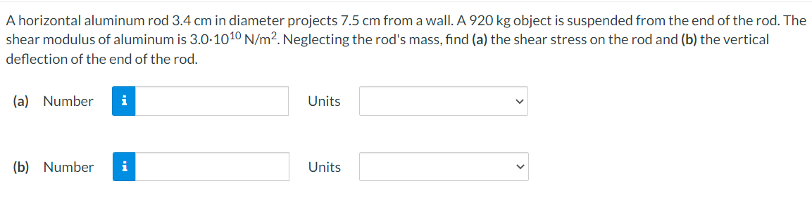 Horizontal Aluminum Rod 3 4 Cm In Diameter Projects 7 5 Cm From A Wall A 920 Kg Object Is Suspended From The End Of The 1
