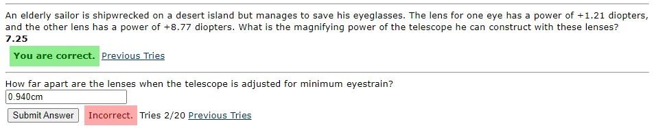 An Elderly Sailor Is Shipwrecked On A Desert Island But Manages To Save His Eyeglasses The Lens For One Eye Has A Power 1