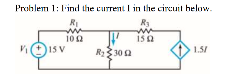Problem 1 Find The Current I In The Circuit Below 1