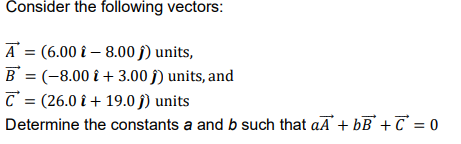 Consider The Following Vectors A 6 00 8 00 Units B 8 00 3 00 Units And C 26 0 19 0 Units Dete 1