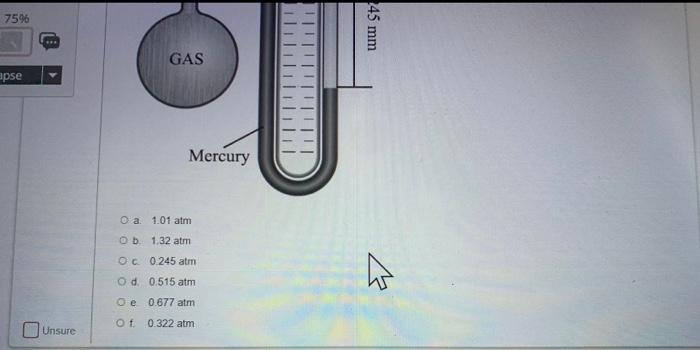 Ols 35 Marks The Manometer In The Image Is Used For Measuring The Pressure Of Gasos Ono End Of The U Tube Is Connected T 2