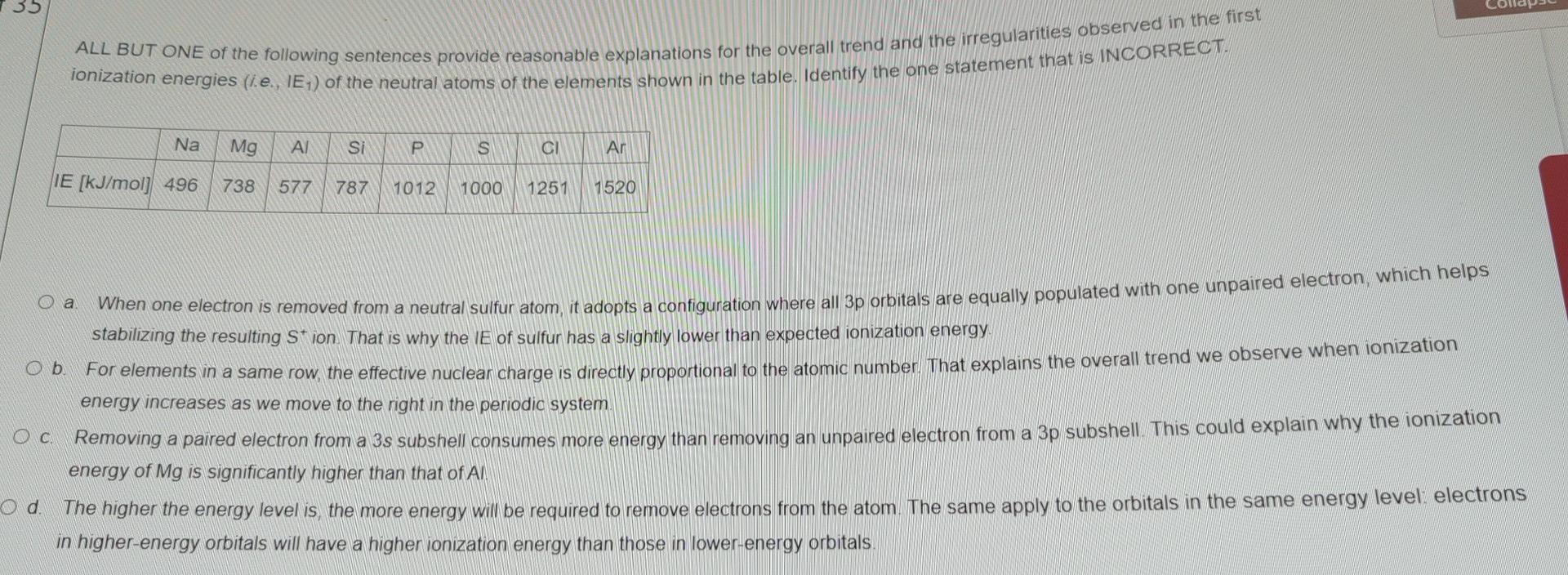 35 All But One Of The Following Sentences Provide Reasonable Explanations For The Overall Trend And The Irregularities O 1