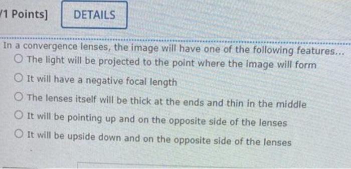 In A Convergence Lenses The Image Will Have One Of The Following Features The Light Will Be Projected To The Point W 1