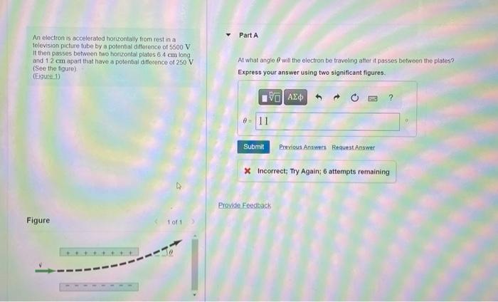 An Electron Is Accelerated Horizontally From Rest In A Part A Iolevision Pictire Fube By A Potential Difference Of 5500 1