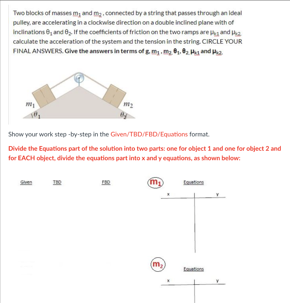 Two Blocks Of Masses M1 And M2 Connected By A String That Passes Through An Ideal Pulley Are Accelerating In A Clock 1