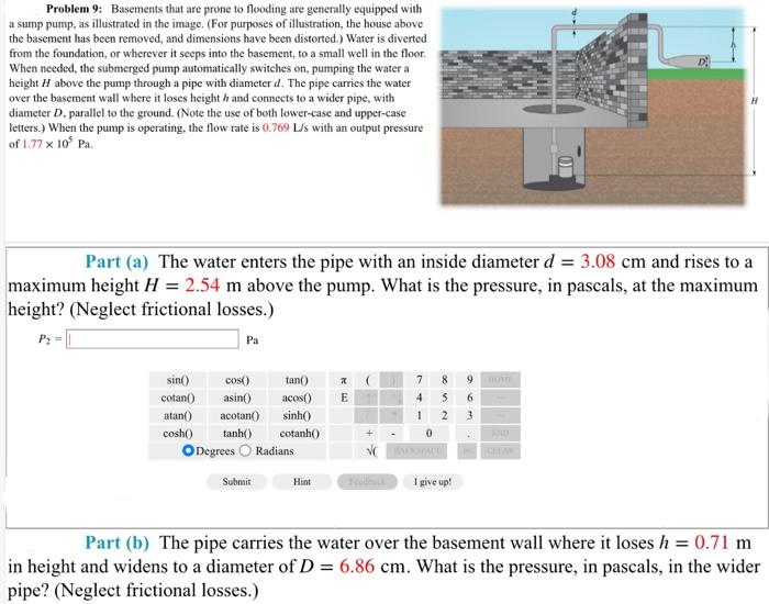 Problem 9 Basements That Are Prone To Flooding Are Generally Equipped With A Sump Pump As Illustrated In The Image F 2