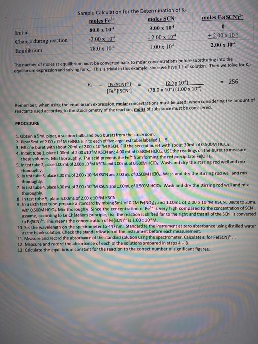 Chemistry 112 Determination Of An Equilibrium Constant Introduction When Two Or More Reactants Are Mixed Together And P 2