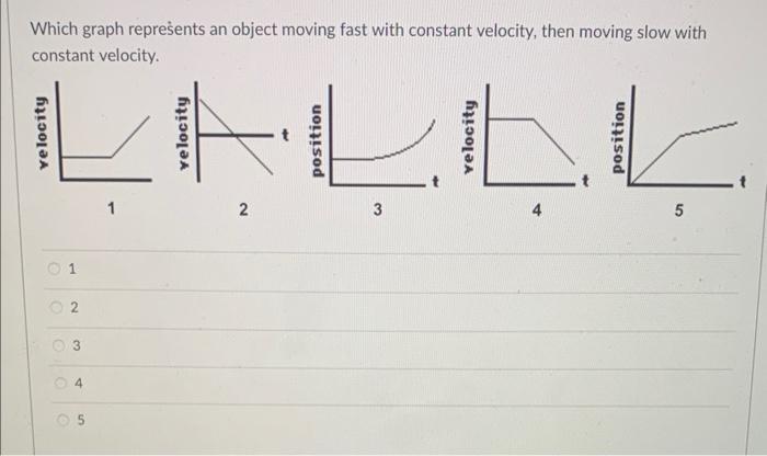 Which Graph Depicts And Object Moving With Constant Velocity Then Slowing Down Which Graph Represeents An Object Movi 2