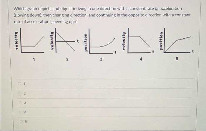 Which Graph Depicts And Object Moving With Constant Velocity Then Slowing Down Which Graph Represeents An Object Movi 3