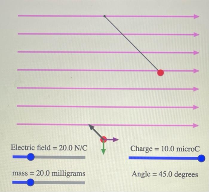 Electric Field 20 0 N C Charge 10 0 Microc Mass 20 0 Milligrams Angle 45 0 Degrees 6 Keep The Charge At 10 0 Microc 1
