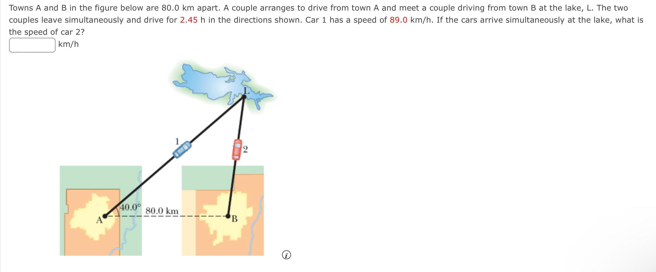 Towns A And B In The Figure Below Are 80 0 Km Apart A Couple Arranges To Drive From Town A And Meet A Couple Driving Fr 1