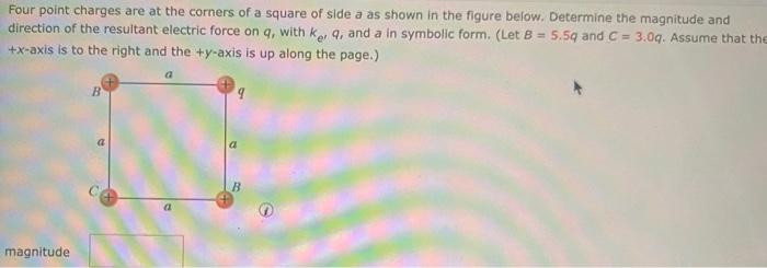 Four Point Charges Are At The Corners Of A Square Of Side A As Shown In The Figure Below Determine The Magnitude And Di 1