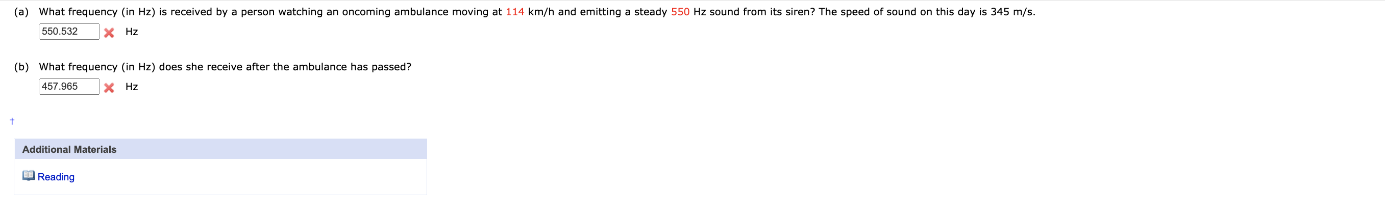 B Hz B What Frequency In Hz Does She Receive After The Ambulance Has Passed X Hz 1
