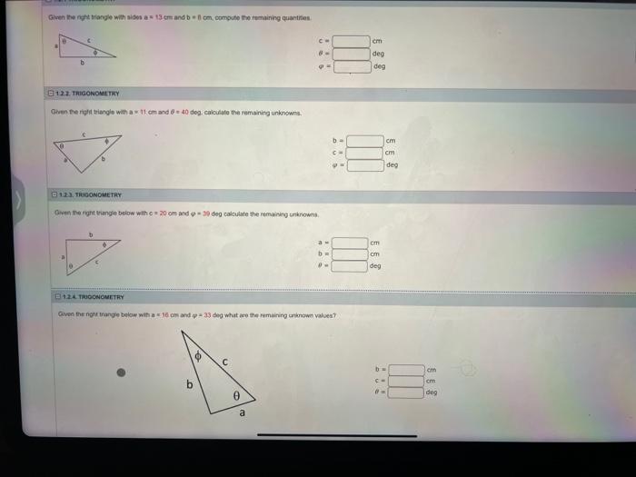 Given The Nyt Trangle With Sides A 13gr And B Fcm Compuse Tiso Romaining Quantries Q121 Thiconoustiny Ghen The Rigit 1