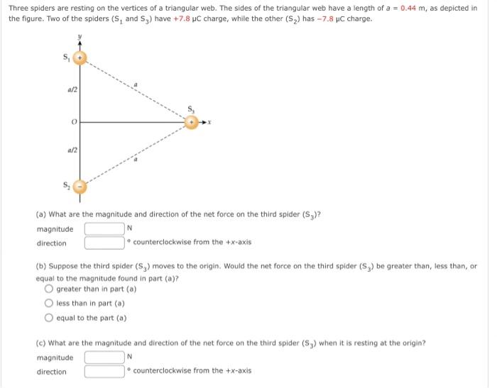 Three Spiders Are Resting On The Vertices Of A Triangular Web The Sides Of The Triangular Web Have A Length Of A 0 44 1