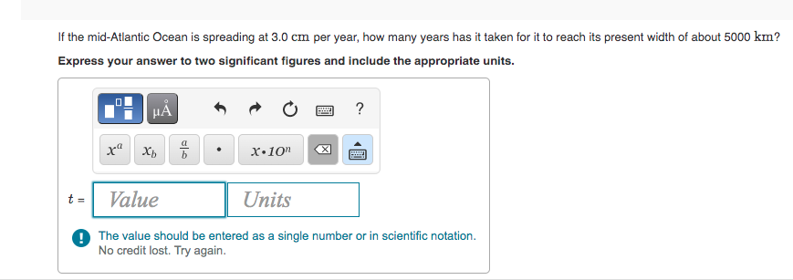 If The Mid Atlantic Ocean Is Spreading At 3 0 Cm Per Year How Many Years Has It Taken For It To Reach Its Present Width 1