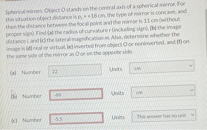 Spherical Mirrors Object O Stands On The Central Axis Of A Spherical Mirror For This Situation Object Distance Is Ps 1