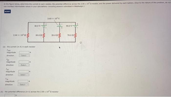 Use Rounded Internediate Values In Yeur Calculations Includ Ng Answors Subritted In Wobhssign A The Current In A 1