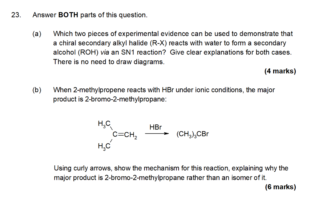 23 Answer Both Parts Of This Question A Which Two Pieces Of Experimental Evidence Can Be Used To Demonstrate That A 1