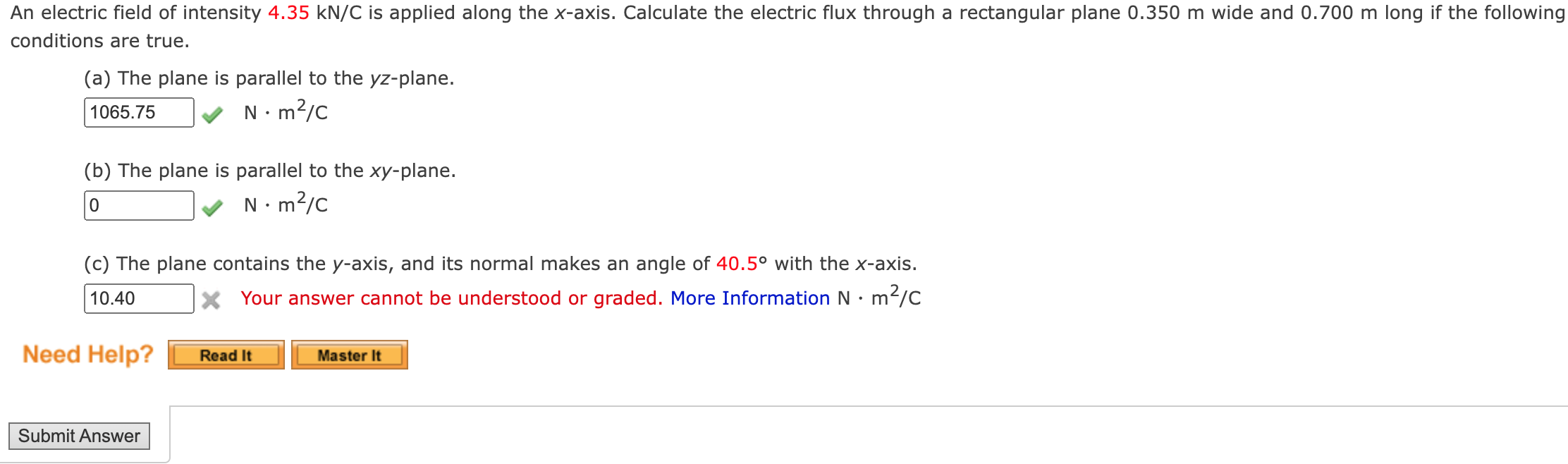 An Electric Field Of Intensity 4 35kn C Is Applied Along The X Axis Calculate The Electric Flux Through A Rectangular P 1