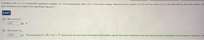 Your Answert To At Loast Three 4 Ge Ificant Figurts A The Current I A B The Power Pk 1