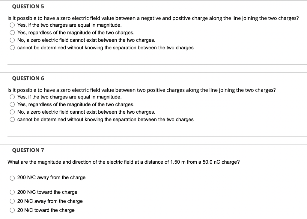 Is It Possible To Have A Zero Electric Field Value Between A Negative And Positive Charge Along The Line Joining The Two 1