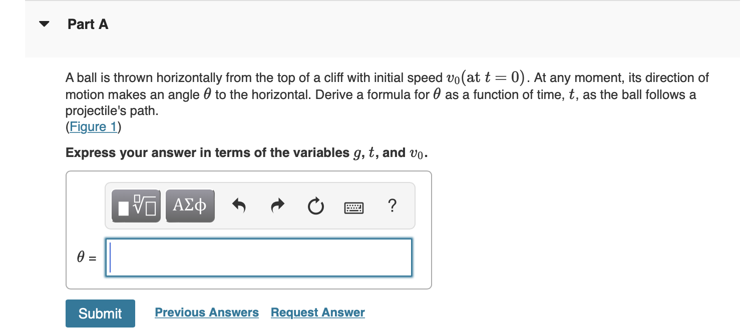 A Ball Is Thrown Horizontally From The Top Of A Cliff With Initial Speed V0 At T 0 At Any Moment Its Direction Of M 1