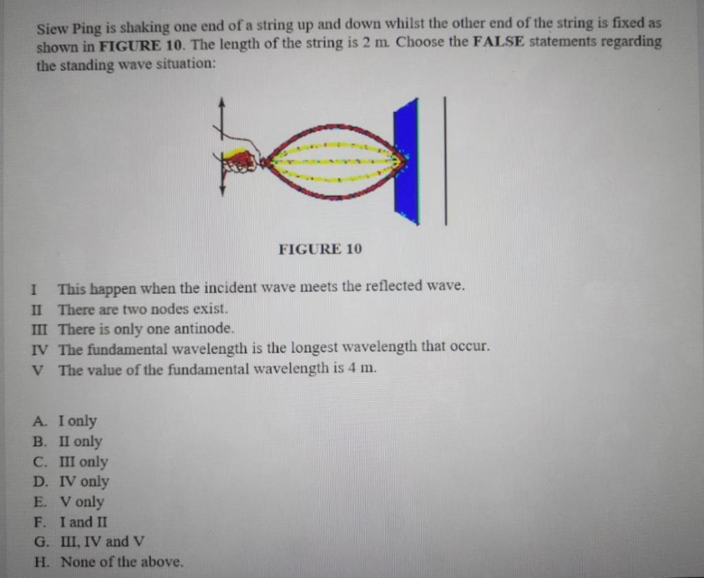 Siew Ping Is Shaking One End Of A String Up And Down Whilst The Other End Of The String Is Fixed As Shown In Figure 10 1