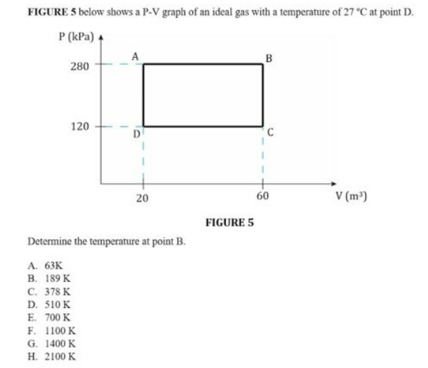 Figure 5 Below Shows A P V Graph Of An Ideal Gas With A Temperature Of 27 C At Point D Figure 5 Determine The Temperatu 1