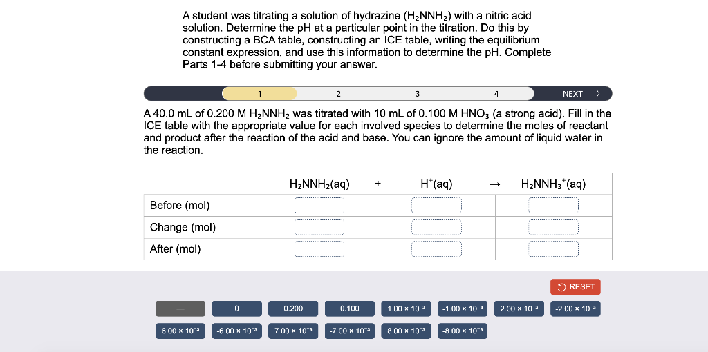 A Student Was Titrating A Solution Of Hydrazine H2nnhz With A Nitric Acid Solution Determine The Ph At A Particular P 1