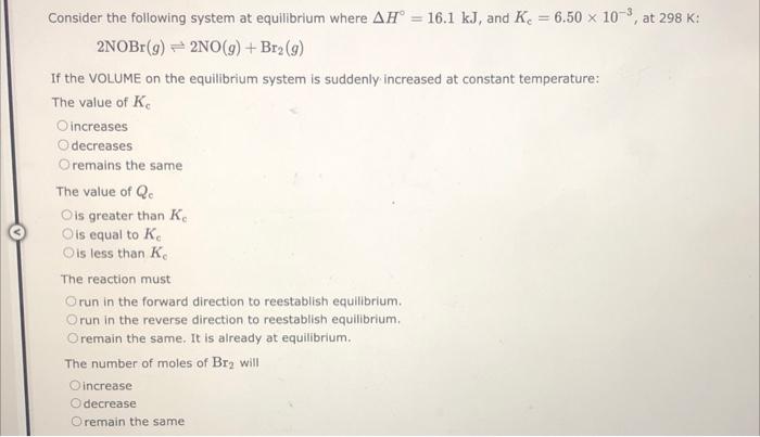 2 Mastery Le Chatelier Volume 3 Pts 2req Preparation Question Question Question Consider The Following System At Equ 2