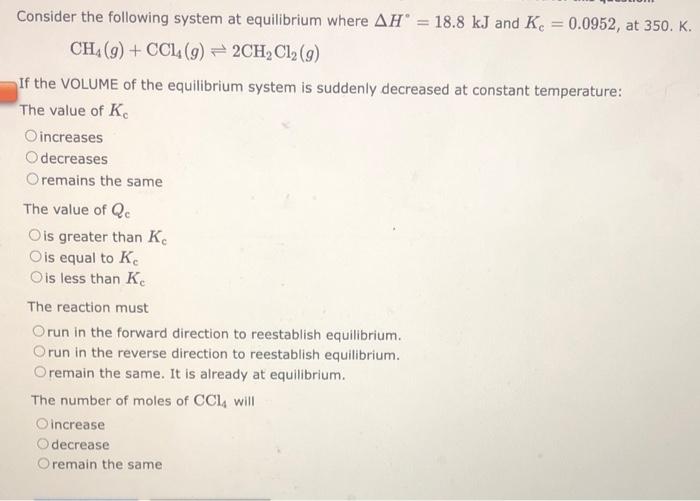 2 Mastery Le Chatelier Volume 3 Pts 2req Preparation Question Question Question Consider The Following System At Equ 3
