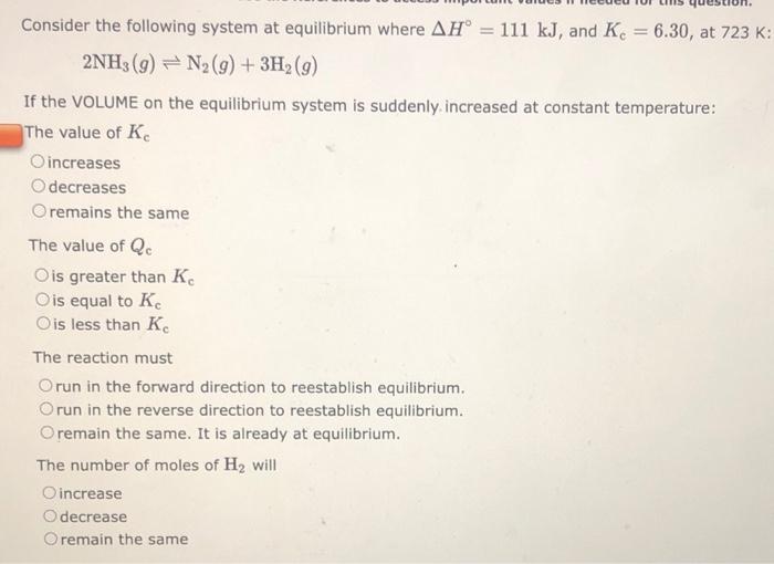 2 Mastery Le Chatelier Volume 3 Pts 2req Preparation Question Question Question Consider The Following System At Equ 4