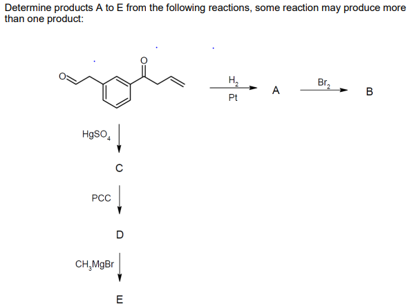 Determine Products A To E From The Following Reactions Some Reaction May Produce More Than One Product 1