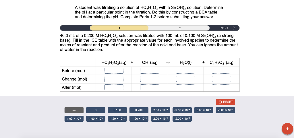 A Student Was Titrating A Solution Of Hcah 02 With A Sr Oh 2 Solution Determine The Ph At A Particular Point In The Tit 1